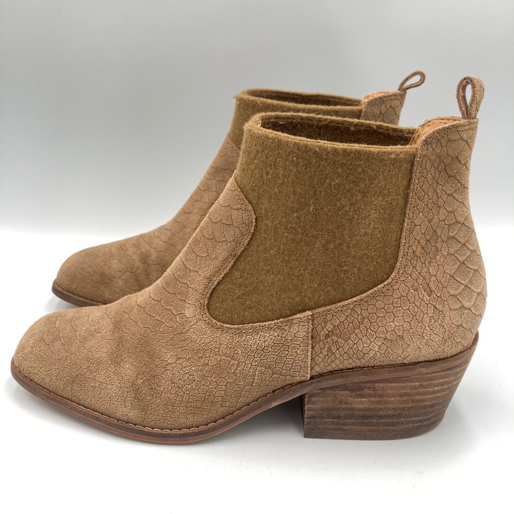 Crown Vintage Giancita Snake Embossed Leather Suede Chelsea Boots Women Size 7 M